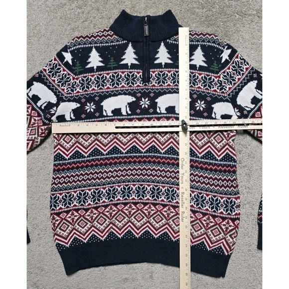 ASPEN Fair Isle Polar Bear Christmas Holiday 1/4 Zip Knit Sweater Size L - Picture 13 of 16